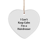 Hairdresser Gifts from Friends for Christmas - I Can't Keep Calm I'm A Hairdresser Heart Ornament - Image 1